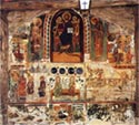 Fourteenth-century wall painting on the exterior of the north wall: the Second Coming