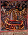 Katholikon, west wall: wall paintings and dedicatory inscription
