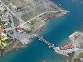 Aerial photo of Diolkos at the western edge of the Corinth Canal