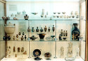 Showcase with findings from the classic cemetery of Thorikos