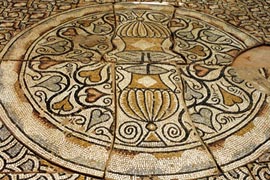 osaic floor from the Presbyterate of the five-aisled basilica at Laurion. Atrium of Laurion Museum