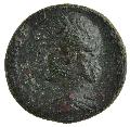 Obverse of bronze coin of Alexandria under adrian (134-135 A.D). O . Antinoos bust to left.