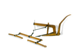 Wooden plough with iron share