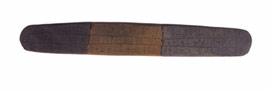 View of the tablet of Linear B. The text is written within three lines and separated by two horizontal lines.