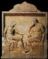Funerary stele depicting two men facing each other, Ierissos (ancient Acanthus), Chalkidice, circa 400 BC