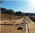 The recently excavated part of the east portico of the ancient Gymnasium of Olympia