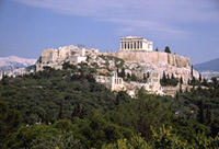 Νοτιοδυτική άποψη του βράχου της Ακρόπολης και της νότιας κλιτύος