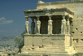 Detail of the south porch of Erechtheion with the Caryatids