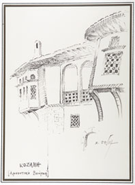 View of the drawing of Vourkas' mansion