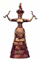 Small snake goddess figurine