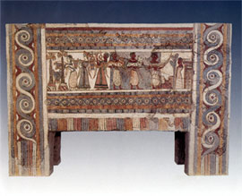 Side B of the Agia Triada sarcophag with representation of a ritual procession to a sanctuary