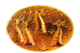 Golden ring with religious representation