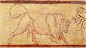 Bull, detail from the painted decoration of the funeral bed