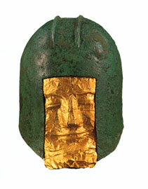 Bronze helmet of the illyrian type with the golden funeral mask