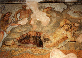 Lying down Ariadne, detail of a mosaic floor from a private house at Thessaloniki