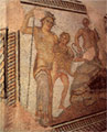 Dionysos supported from a young satyr, detail of a mosaic floor from a private house at Thessaloniki