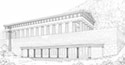 Reconstruction of the athenian Stoa, in the background the Naxian Sphinx and the Apollo temple