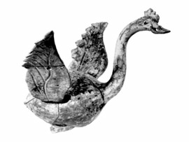 Clay idol of a bird in shape of a goose