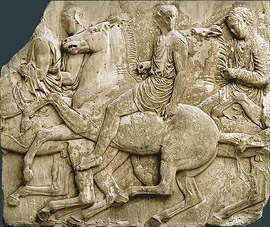 View of horsemen from the north frieze of Parthenon