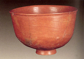 Exterior of the neolithic clay skyphos
