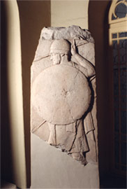 Classical grave stele with representation of a warrior