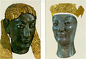 Chryselephantine life-size heads, interpreted as Apollo and Artemis