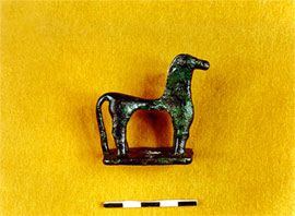 View of the bronze statuette in form of a horse