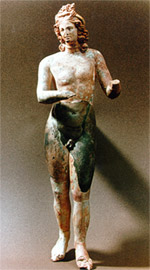 Terracotta statuette of a wingod erotid with guitar
