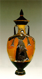 Panathenaic amphora with representation of the armed goddess Athena