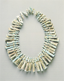 Necklace made of faience beads representing Isis and Horos