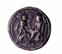 Medal of Konstantinos I with the emperor's representation with his sun Crispus
