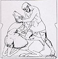 Sketch of the fifth metope of the temple's opisthodomus: The Kerynean Hind