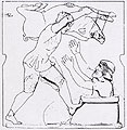 Σχεδιαστική αναπαράσταση της πρώτης μετόπης του προνάου: ο Ερυμάνθιος κάπρος