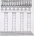 Sketch representation of the Echo Hall doric colonnade