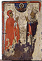 View of the second side of the icon, where two saints pray to Christ