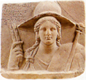 The Isis relief with corn-ears and sceptre in the hands, that was found in the Isis sanctuary at Dion