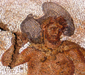 Detail of the sea-Centaur with a metal vase on his shoulder from the mosaic floor of the Dionysos villa at Dion