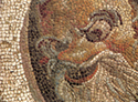 Detail from the mosaic floor of the Dionysos villa at Dion with representation of a theatrical mask