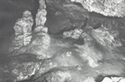 View of the Eileithyia cave with cylindrical stalagmites