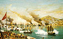 The sea battle of Navarino", oil painting by K. Volanaki