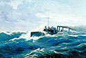 The torpedo boat "Thyella", oil painting by B. Hadjis