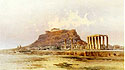 A. Giallinas, "The temple of Olympian Zeus with the Acropolis in the background", watercolour