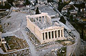 Aerial photo of the Parthenon. Restoration work is visible.