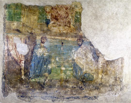 Wall painting of St Kosmas and St Damianos