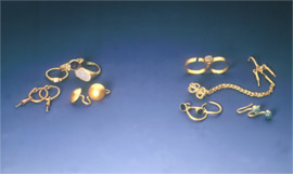Gold jewellery from tombs
